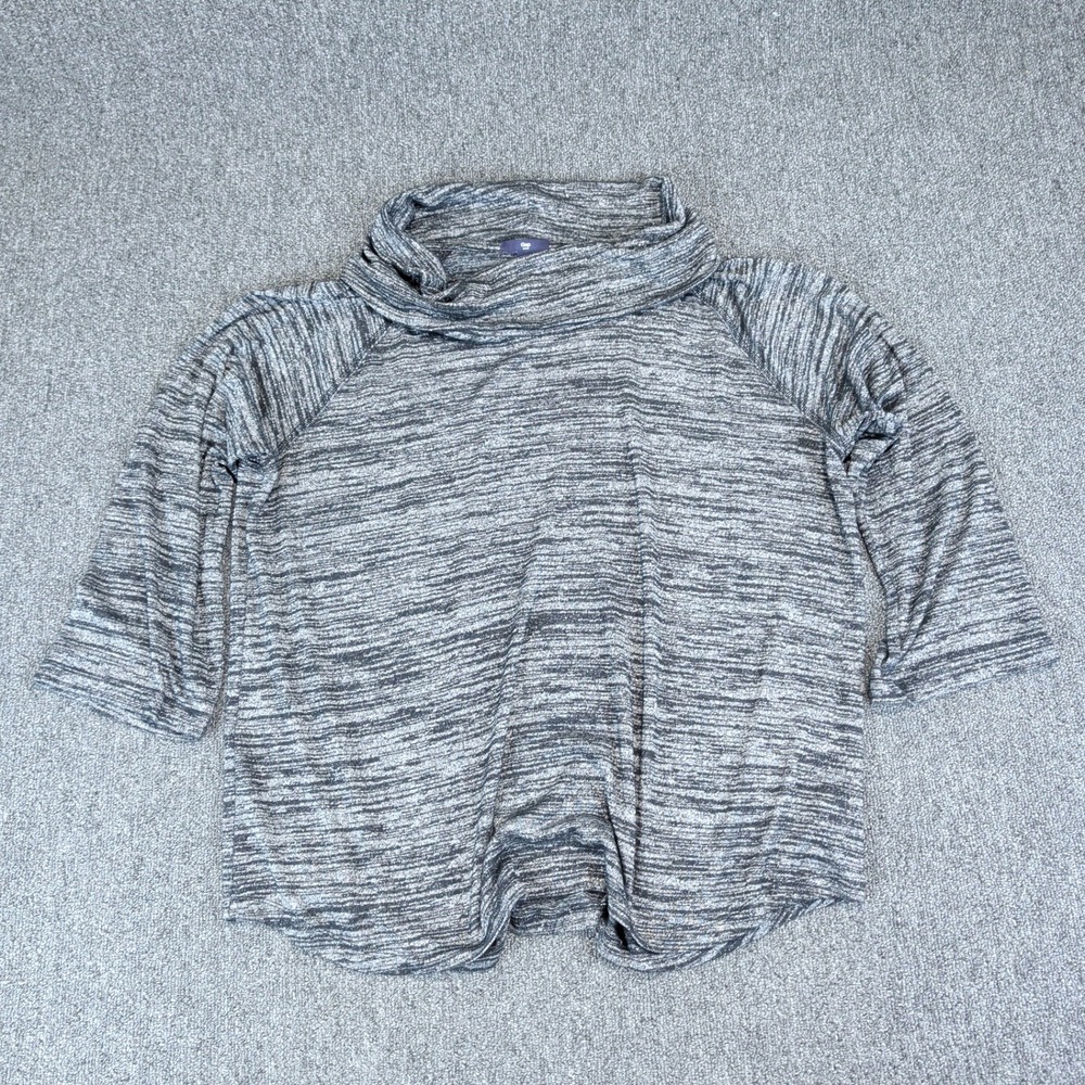 Gap Casual Cowl Neck Marled‎ Knit Pullover Top Womens XXL Gray 3/4 Sleeve Raglan